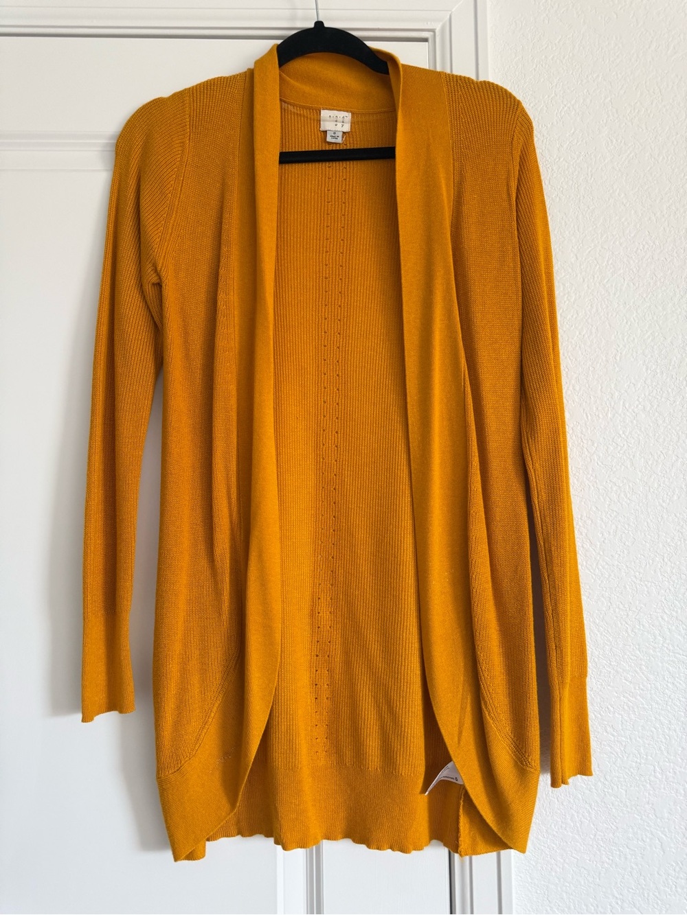 A New Day, Open-Front Knit Sweater Cardigan, Mustard Yellow, Womens XS